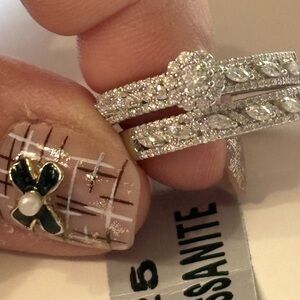 Elegant 925 Silver Moissanite Ring Set